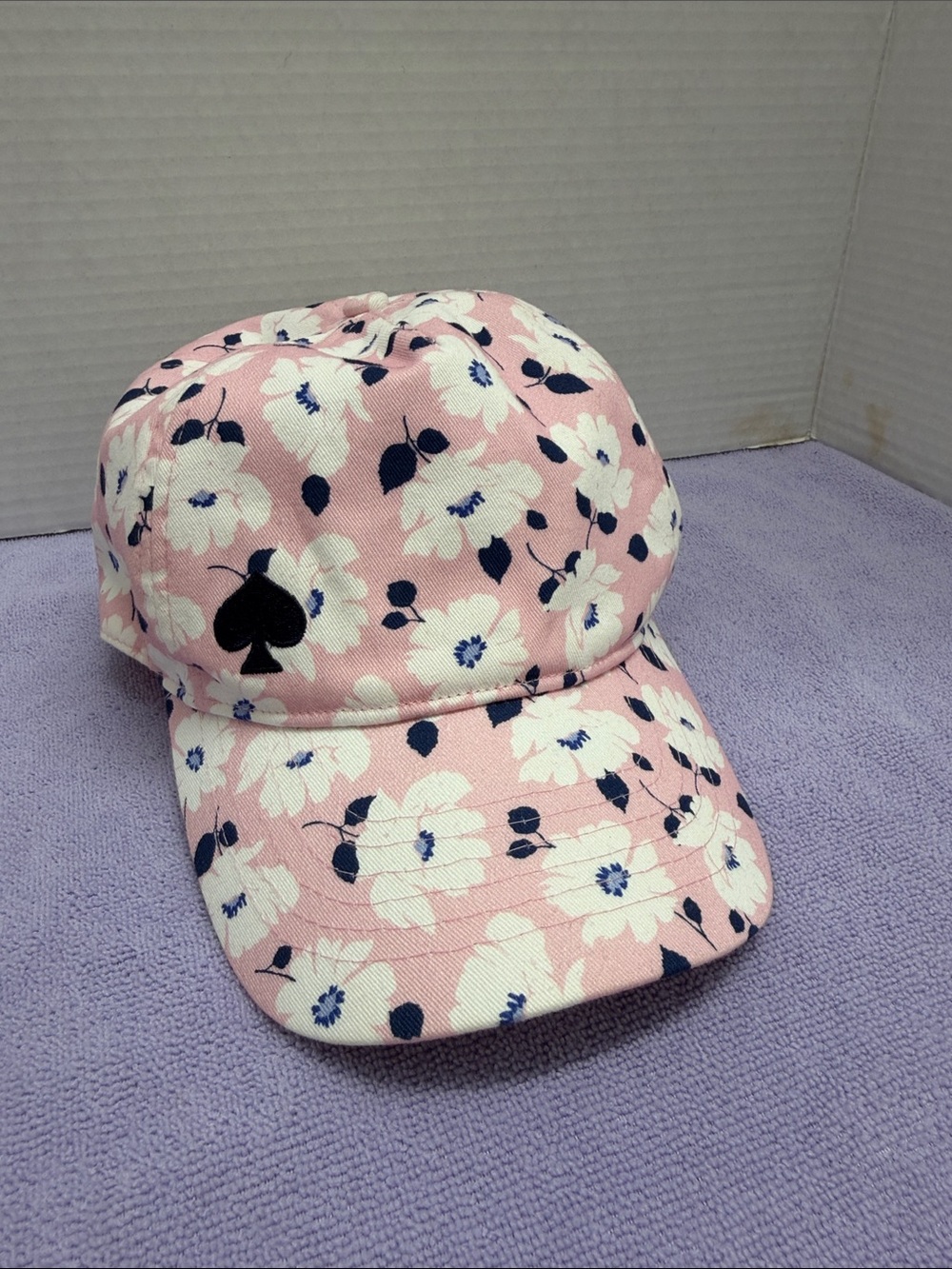 kate spade Pink Floral Cap with Navy Spade Accent